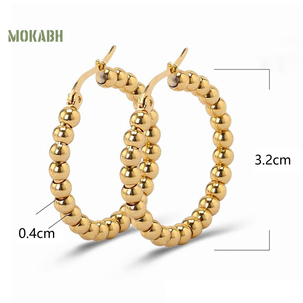 1 Đôi Bông Tai Tròn Mạ Điện Bóng Cao Đính Hạt Thời Trang