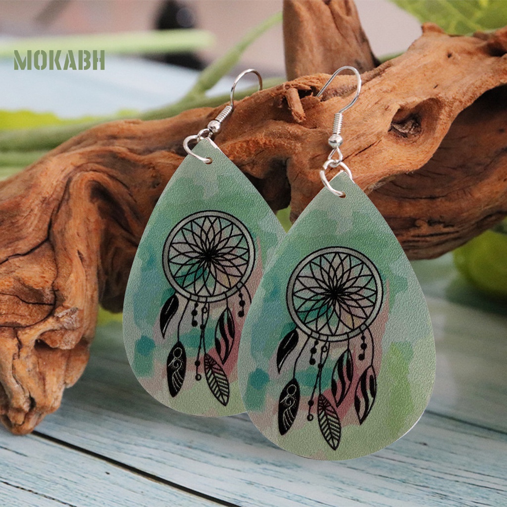 1 Đôi Bông Tai Hình Giọt Nước Nhuộm Giả Da Thời Trang