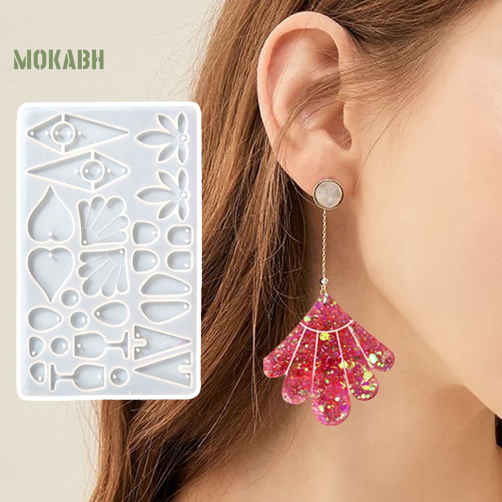 Khuôn Silicone Hình Lá Phong / Trái Tim / Hình Học Làm Bông Tai DIY