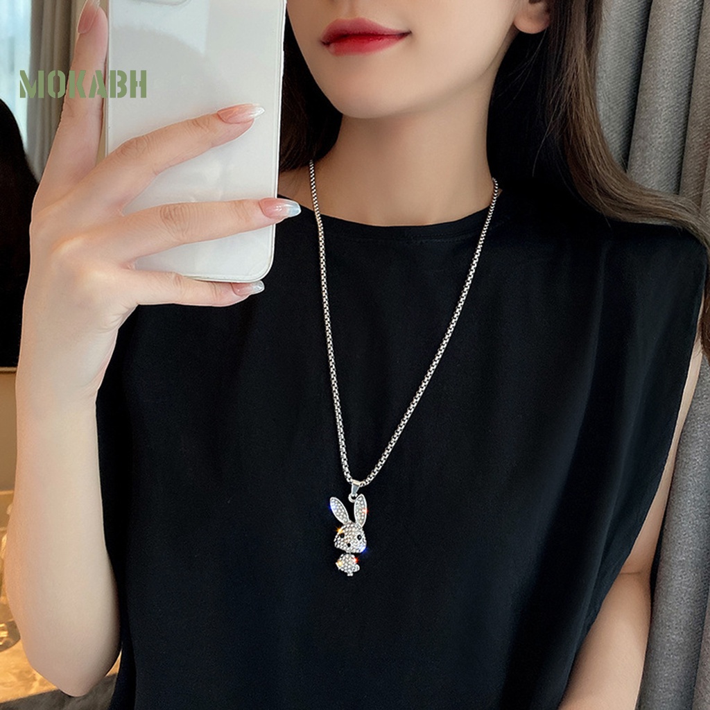 Vòng cổ Mặt Hình Thỏ Đính Đá Lấp Lánh Chống Phai Màu Thời Trang Cho Nữ