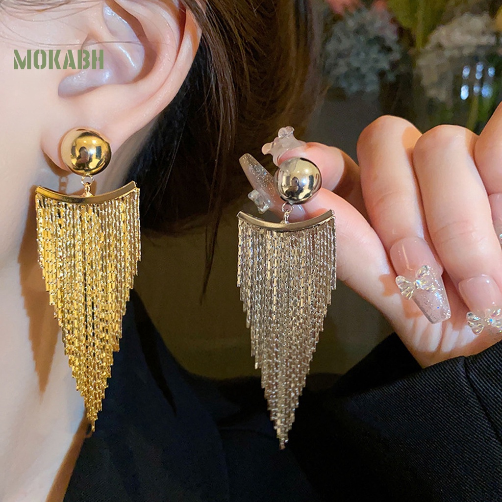 1 Đôi Bông Tai Tua Rua Dáng Dài Sang Trọng Thời Trang