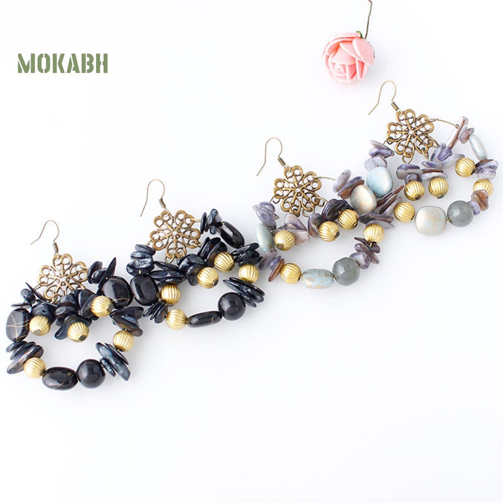 Bông Tai Xỏ Hạt Nhiều Màu Phong Cách Bohemian Thời Trang Cho Nữ