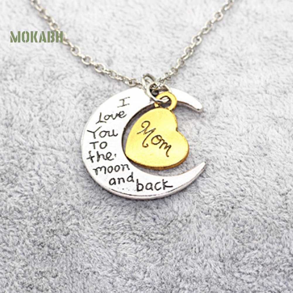 Vòng cổ Mặt Trăng Và Trái Tim Khắc Chữ I Love You Thời Trang Cho Gia Đình