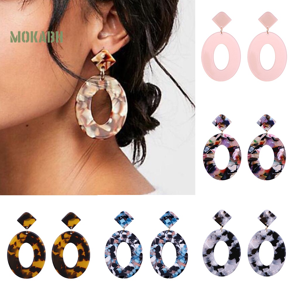 Bông Tai Hình Oval Rỗng Phong Cách Retro Thời Trang Cho Nữ