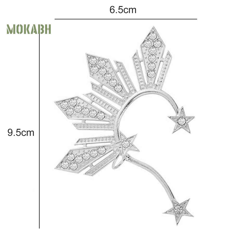 1 Khuyên Kẹp Vành Tai Không Xỏ Lỗ Hình Quạt Đính Pha Lê Lấp Lánh Thời Trang Dự Tiệc Cho Nữ