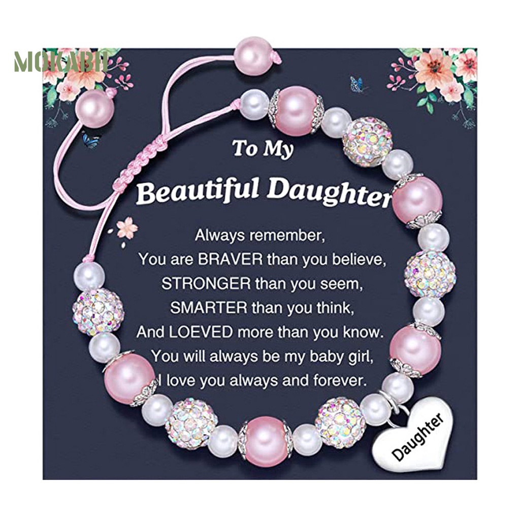 [Mới] Vòng Tay Đính Đá Ngọc Trai Giả Hình Chữ Cái Màu Tương Phản Lấp Lánh Có Thể Điều Chỉnh Làm