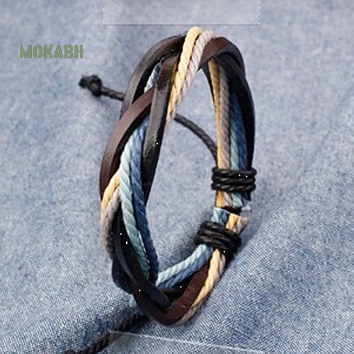 Vòng Tay Giả Da Bện Dây Thời Trang Punk Unisex