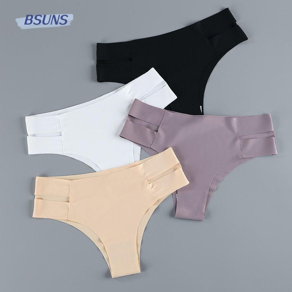 Quần Lót Lụa Lạnh Mềm Mại Lưng Thấp Không Đường May Thoáng Khí Cho Nữ