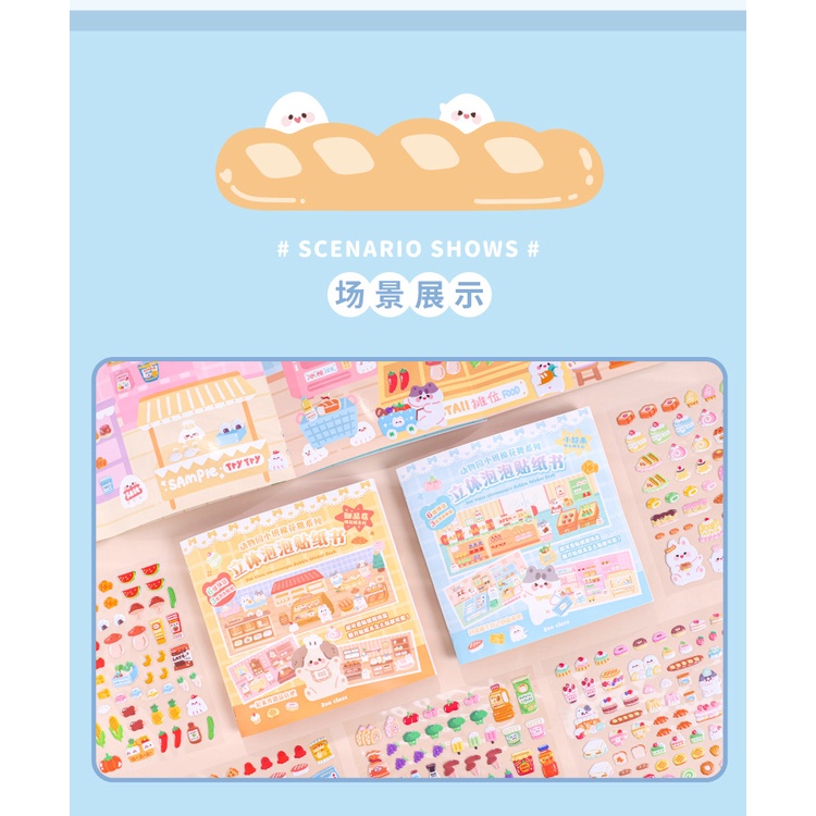 Miếng Dán Trang Trí Sổ Tay Hình Sở Thú Marshmallow Dễ Thương Cho Bé