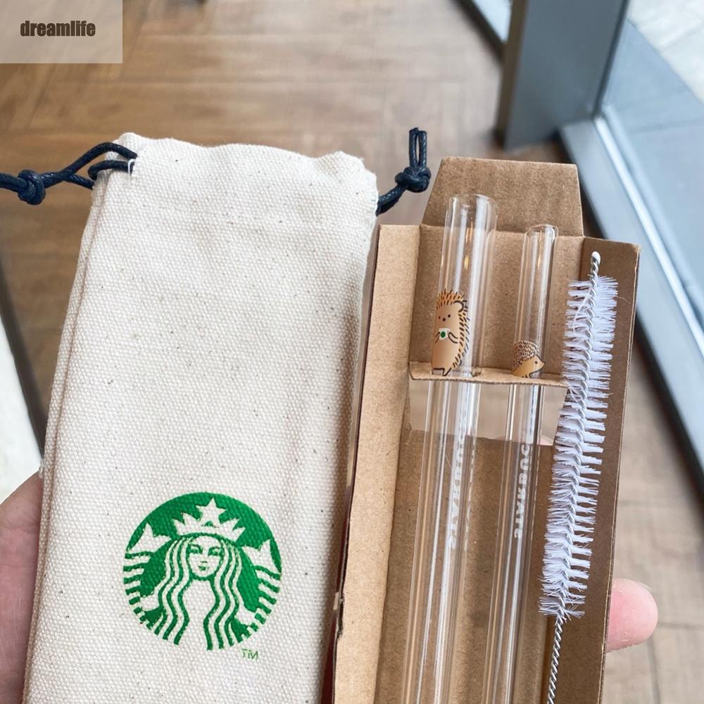 STARBUCKS Dễ Thương Ống Hút Thủy Tinh Hình Nhím Đáng Yêu Thân Thiện Với Môi Trường