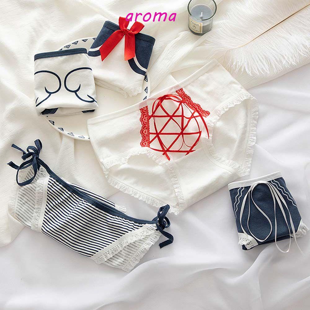 Quần Lót Ren Lưng Vừa Co Giãn Thoáng Khí Đính Nơ Ruy Băng Dễ Thương Cho Nữ