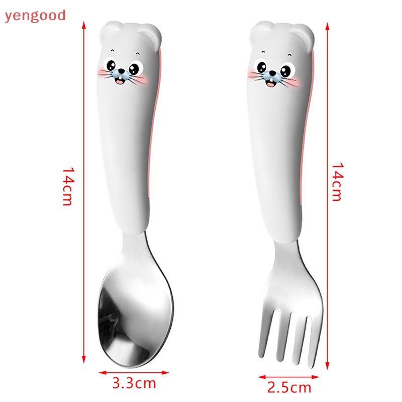 Bộ Muỗng Nĩa Inox 304 Kiểu Hoạt Hình Đáng Yêu Cho Bé