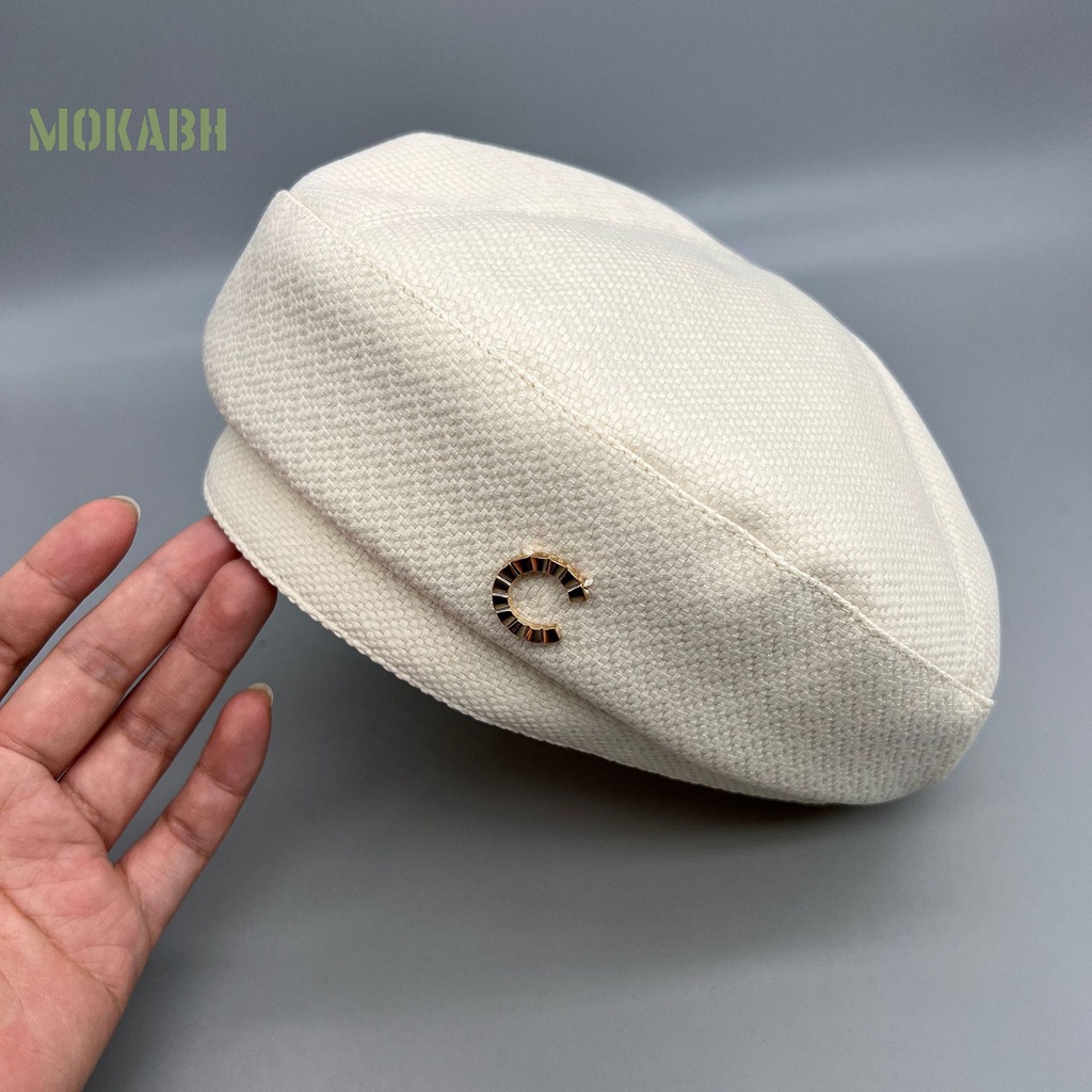[Mok Abh] Mũ Beret Dệt Kim Polyester Không Vành Dễ Phối Đồ Thời Trang Thường Ngày Cho Nữ