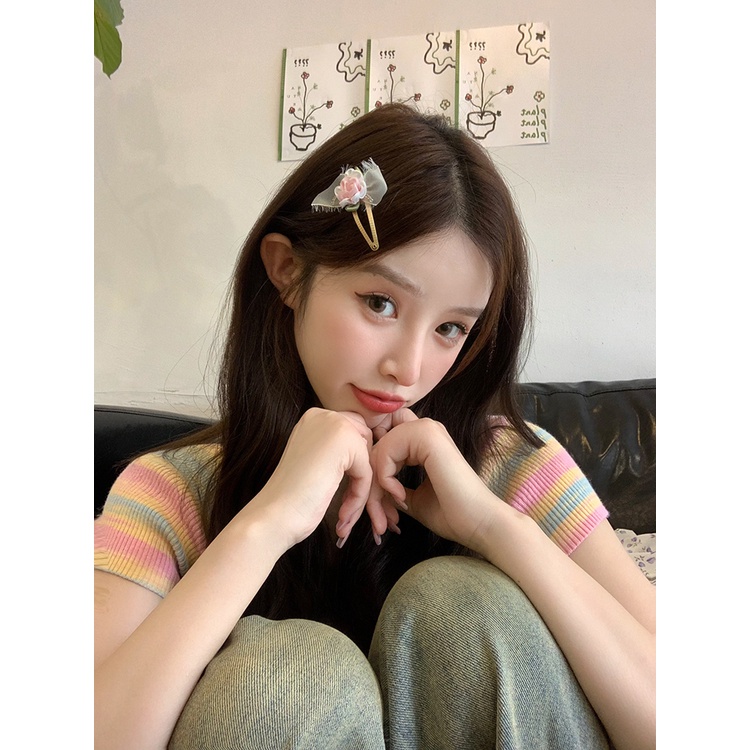 Kẹp Tóc Hình Hoa Trà Màu Hồng Ngọt Ngào Thời Trang Mùa Hè Mới Cho Bạn Gái