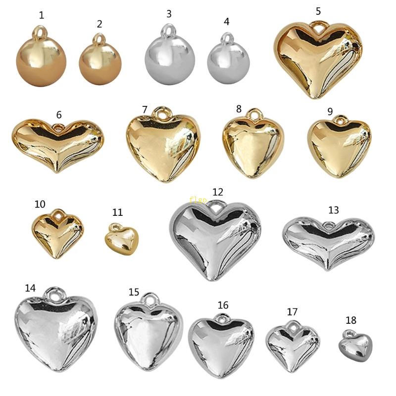 Flgo Bông Tai Mặt Hình Trái Tim Màu Trơn Đính Hạt Charm Quả Bóng Tròn Quyến Rũ