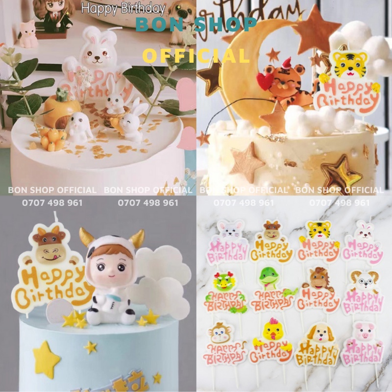 Nến Cổng Happy Birthday Động Vật Đáng Yêu (12 Con Giáp)