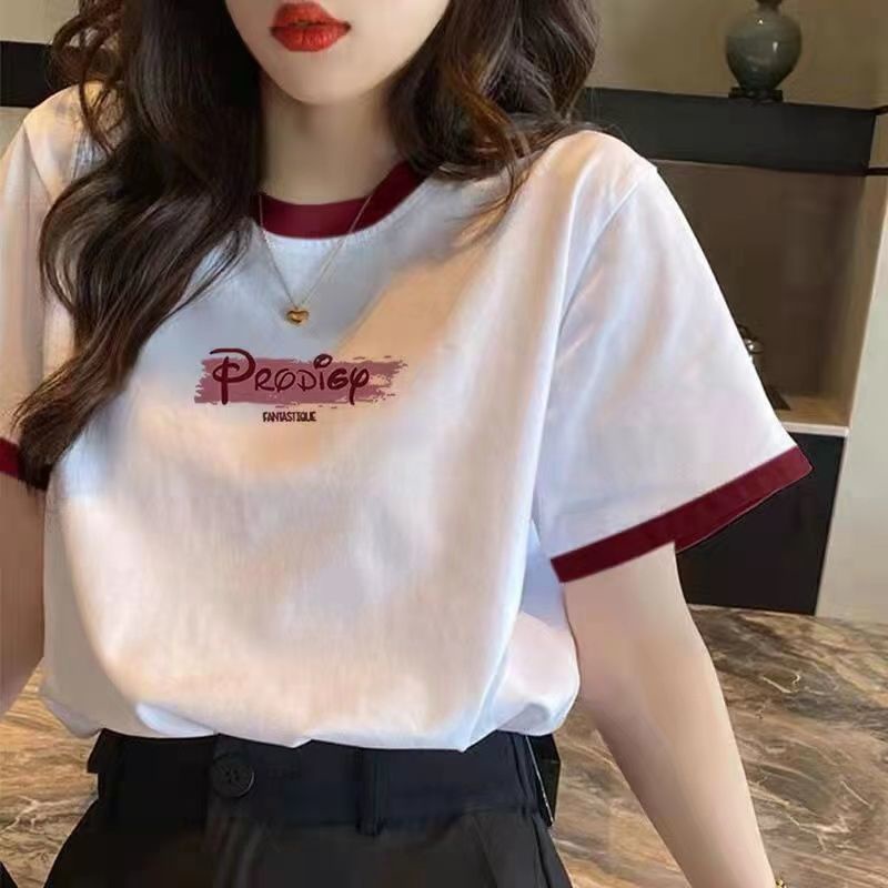 Áo Thun Cotton Tay Ngắn Dáng Rộng In Họa Tiết Thời Trang Mùa Hè Hàn Quốc 2023 Cho Nữ