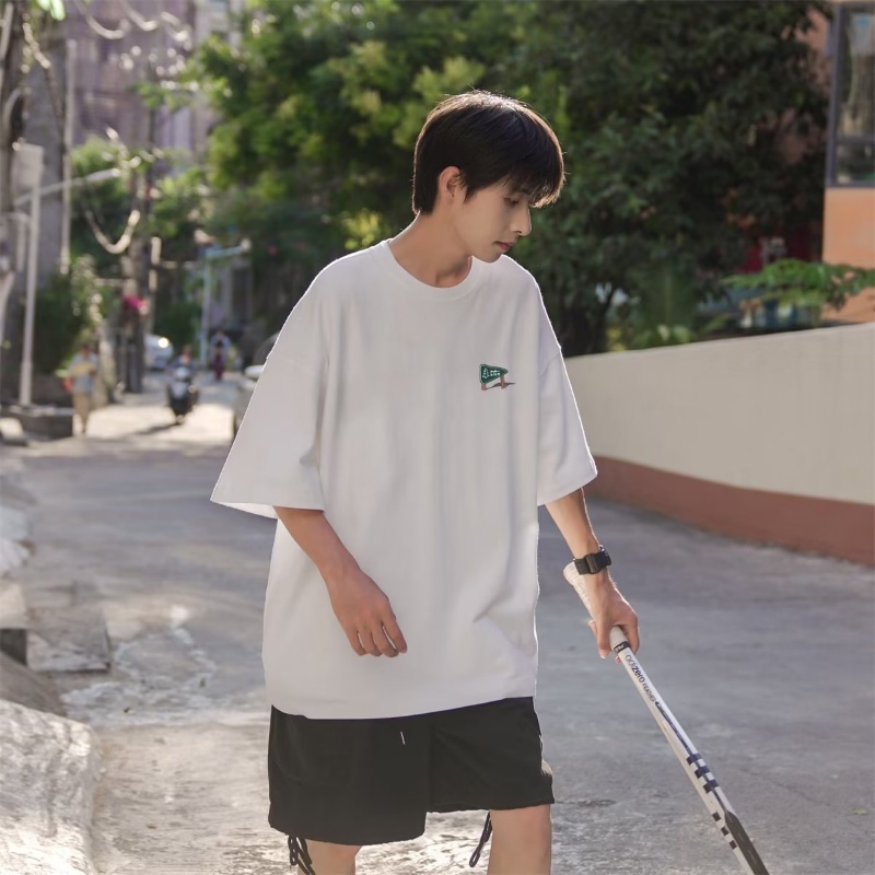 Áo Thun Tay Ngắn Dáng Rộng Chất Liệu Cotton Lụa Lạnh Thời Trang Mùa Hè Cho Nam 240g