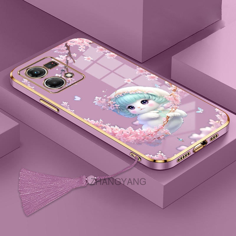 Ốp Điện Thoại TPU Mềm Họa Tiết Hoa Có Dây Đeo Cho oppo reno 7 4g reno 7 5g reno 7 se reno 7 Pro