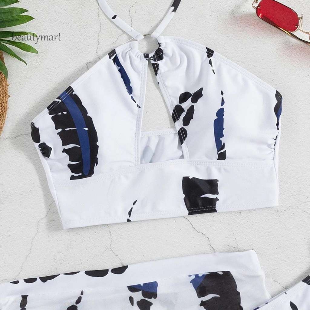 Bộ 3 Món Đồ Bơi Bikini Gồm Áo Lót Nâng Ngực Và Chân Váy Ren Hoa Quyến Rũ Cho Nữ