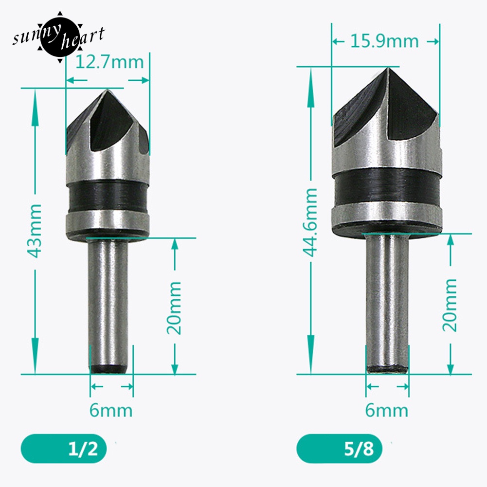 Set 2 Mũi Khoan Hợp Kim 5 Rãnh Xoắn 82 Độ 1 / 4 Chất Lượng Cao