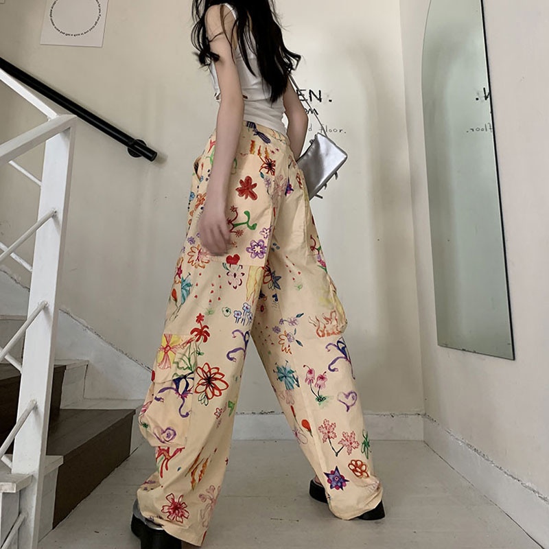 Kayna Quần Yếm In Họa Tiết graffiti Phong Cách Mỹ Thời Trang Mùa Hè Dành Cho Nữ