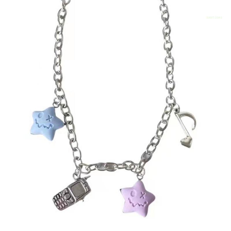 Vòng cổ Y2k Mặt Hình Ngôi Sao Cười 3D Phong Cách Hip Hop Thời Trang Cho Nam Và Nữ