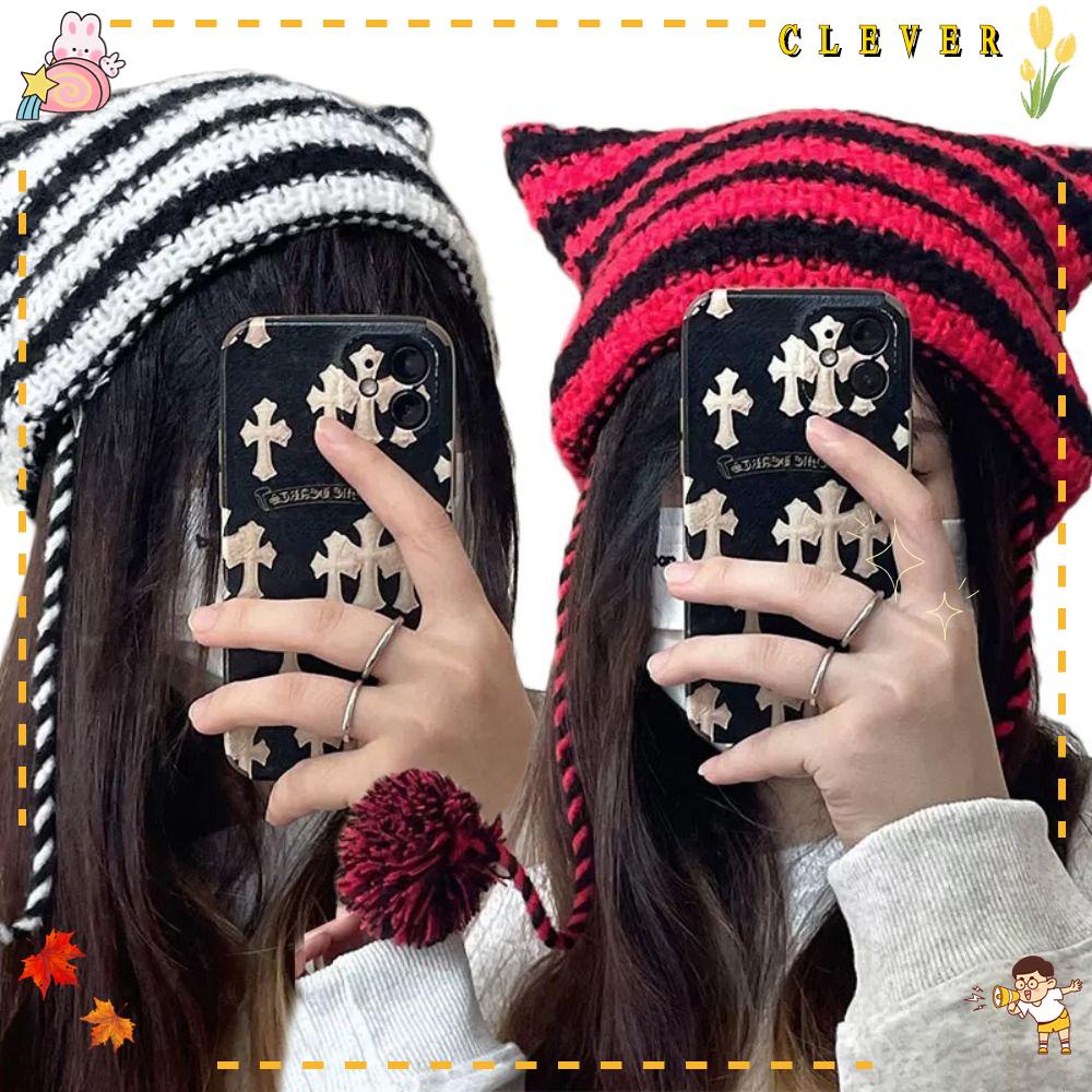Mũ beanie Trùm Đầu Họa Tiết Tai Mèo Phong Cách Nhật Bản Dễ Thương Cho Nữ