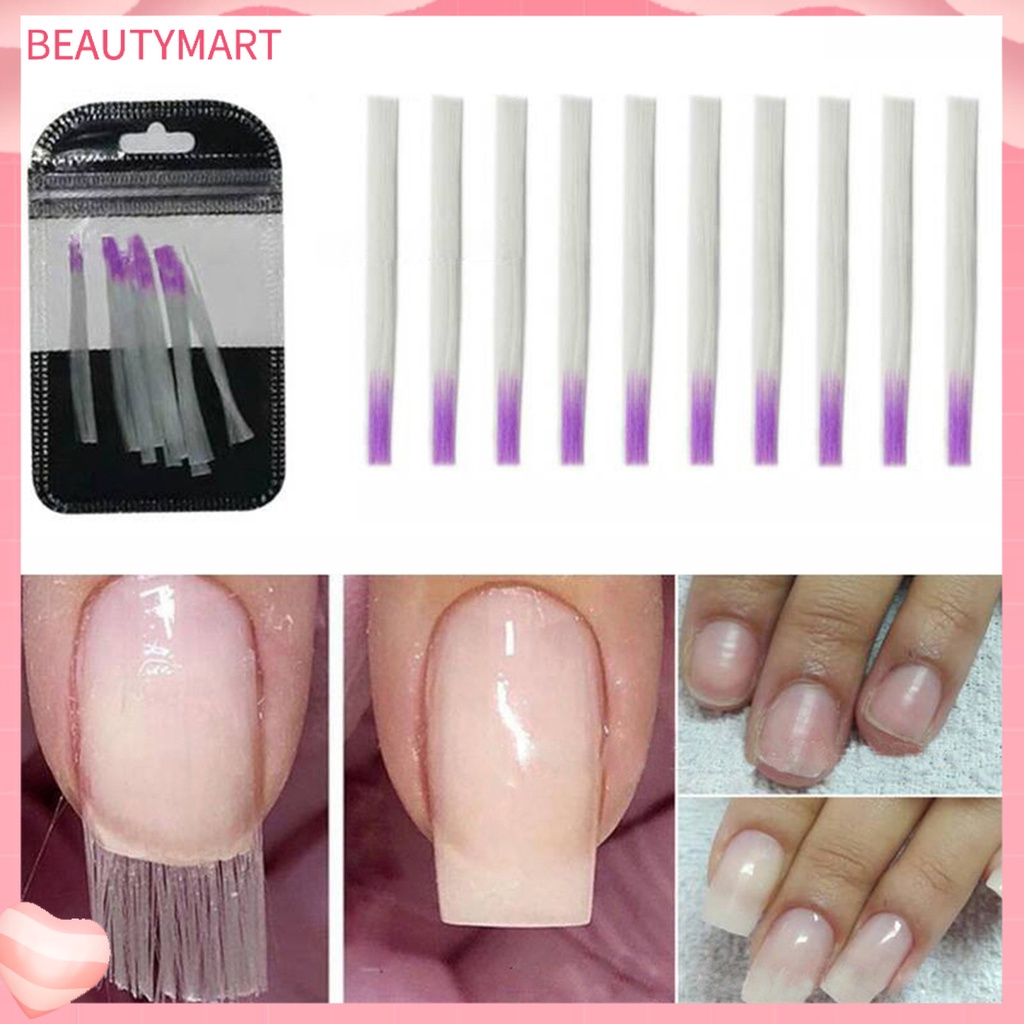 Bộ 10 Miếng Dán Nối Dài Móng Tay Sợi Thủy Tinh Linh Hoạt Nhanh Chóng Dùng Cho Salon