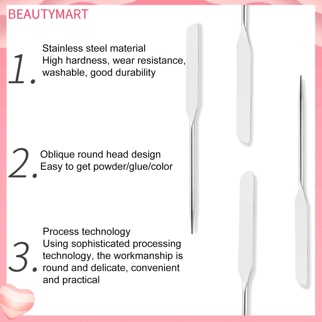 Bộ 3 Cây Trộn Màu Trang Điểm Móng Tay Bằng Thép Không Gỉ Với Tấm Da Giả Hai Đầu Xiên Tròn