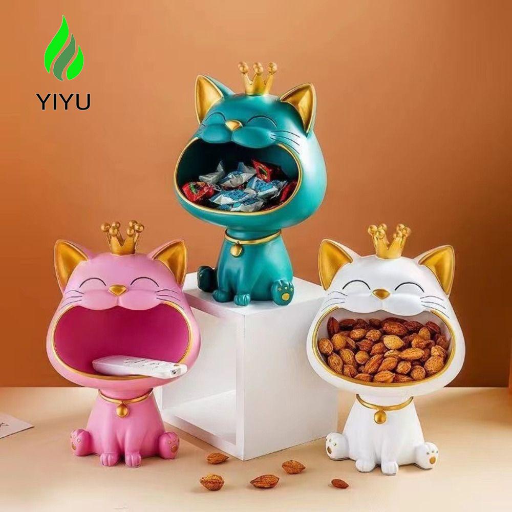 YIYU Đồ trang trí Chú Mèo May Mắn 1 Dễ Thương Không Độc Hại Trang Trí Phòng Khách Giá Đỡ