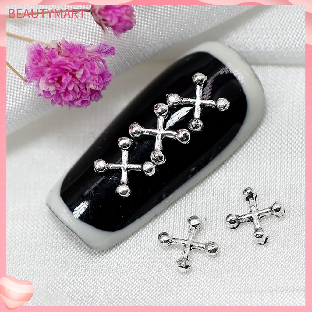 [beautymart] Set 10 Phụ Kiện Trang Trí Móng Tay Nghệ Thuật Hình Chữ Thập Bằng Hợp Kim Kẽm 3D Sống Động Có Thể Tái Sử Dụng Dễ Sử Dụng