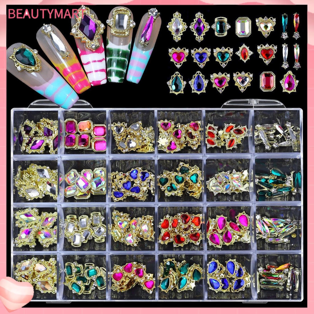 1 Hộp Đá Pha Lê Hình Trái Tim Nhiều Màu Đa Năng Trang Trí Móng Tay Nghệ Thuật Thời Trang DIY
