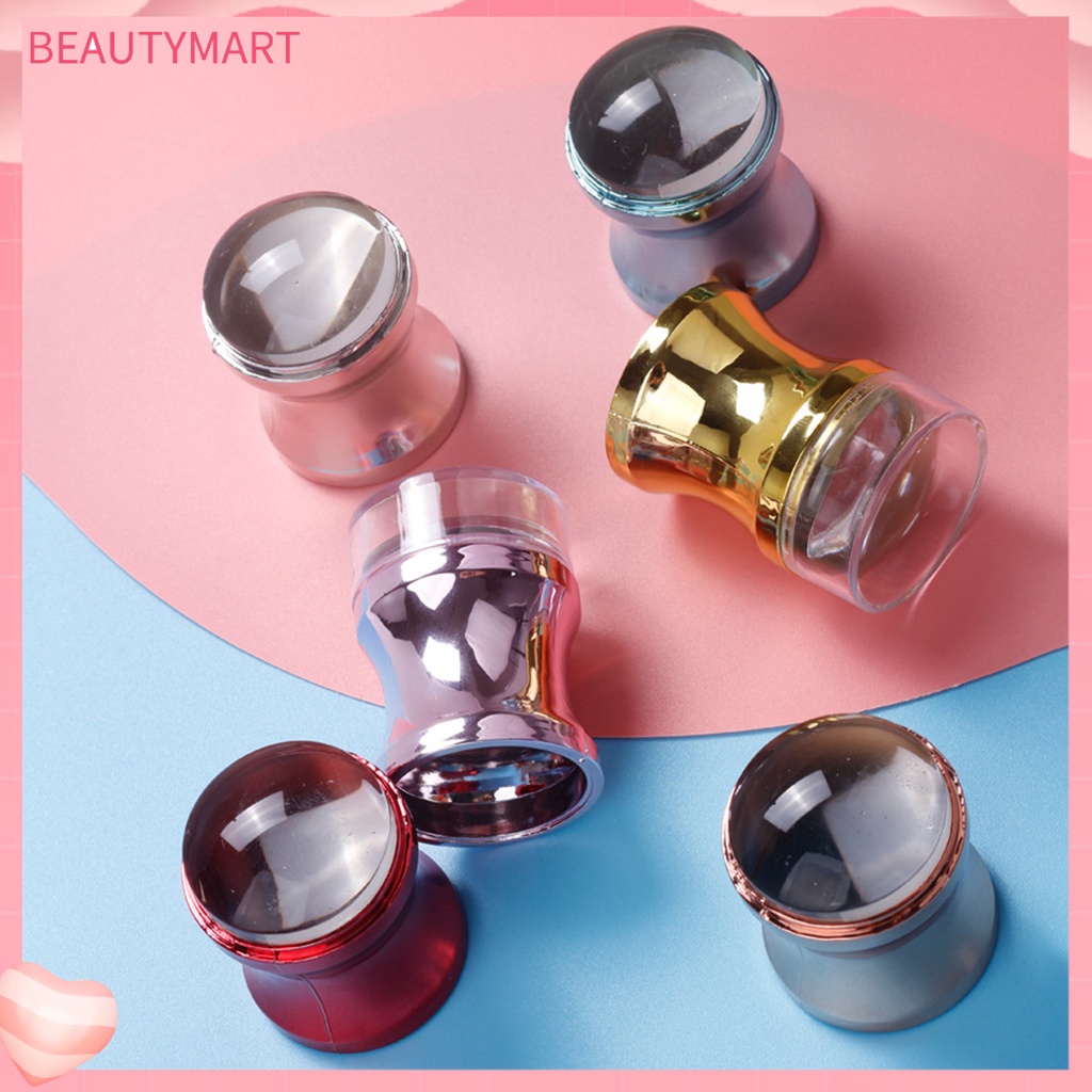 1 Bộ Dụng Cụ In Hình Móng Tay Bằng Silicone Kèm Nắp Đậy Dành Cho Salon Làm Móng