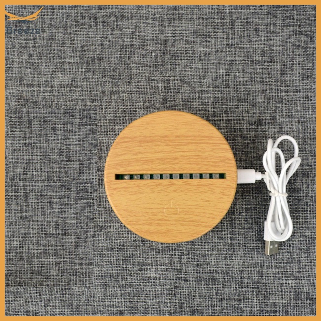 Đế Đèn Led 3d Bằng Gỗ Cổng Usb Cảm Ứng Kèm Điều Khiển Từ Xa