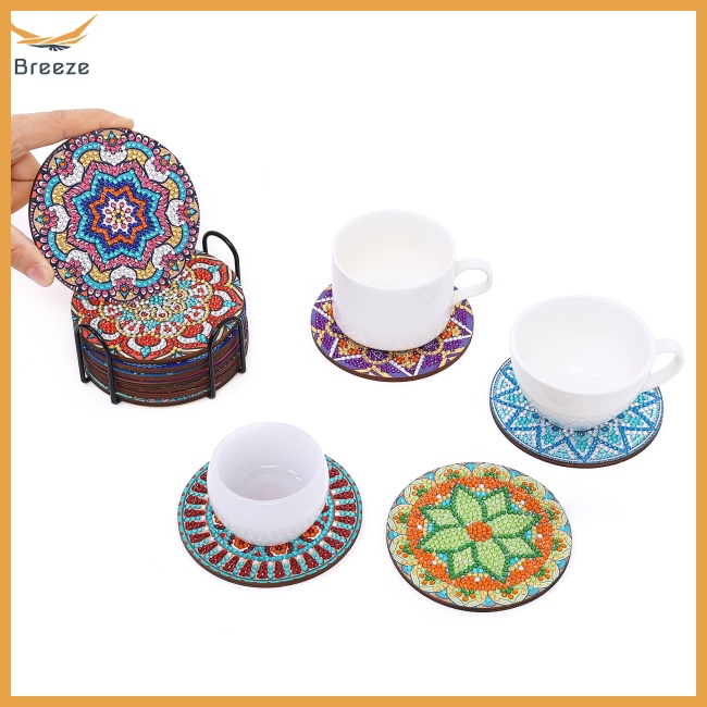 Bộ 12 Đế Lót Ly Họa Tiết Mandala Độc Đáo Diy