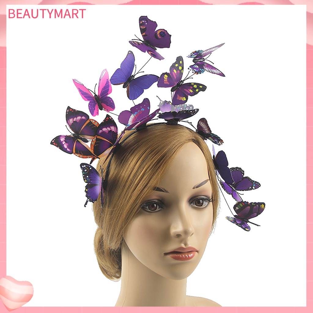 [beautymart] Cài Tóc Hình Vương Miện Bướm Phong Cách Bohemian Sống Động Thoải Mái Có Thể Điều Chỉnh Trang Trí Cho Tiệc Trà / Halloween