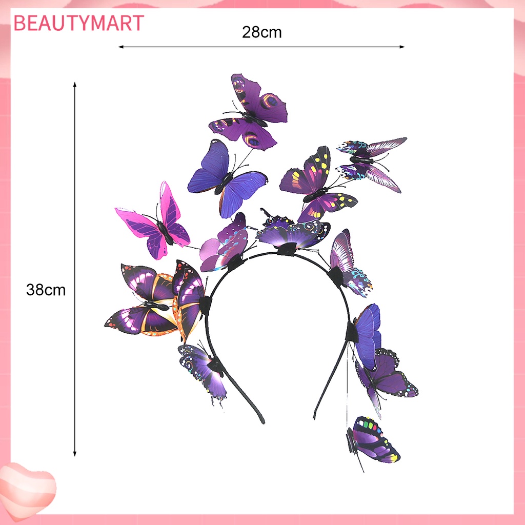 [beautymart] Cài Tóc Hình Vương Miện Bướm Phong Cách Bohemian Sống Động Thoải Mái Có Thể Điều Chỉnh Trang Trí Cho Tiệc Trà / Halloween