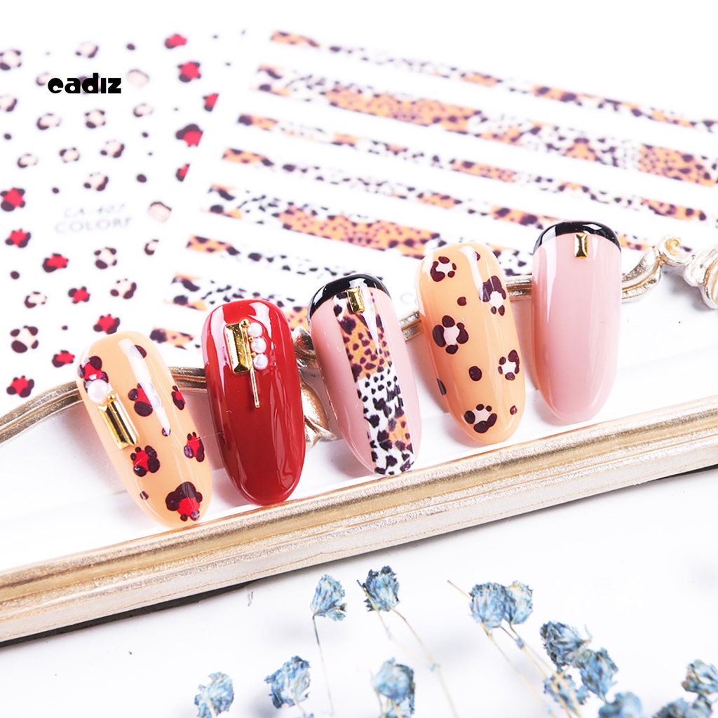 Miếng Dán Trang Trí Móng Tay Họa Tiết Da Báo Thời Trang Mùa Đông