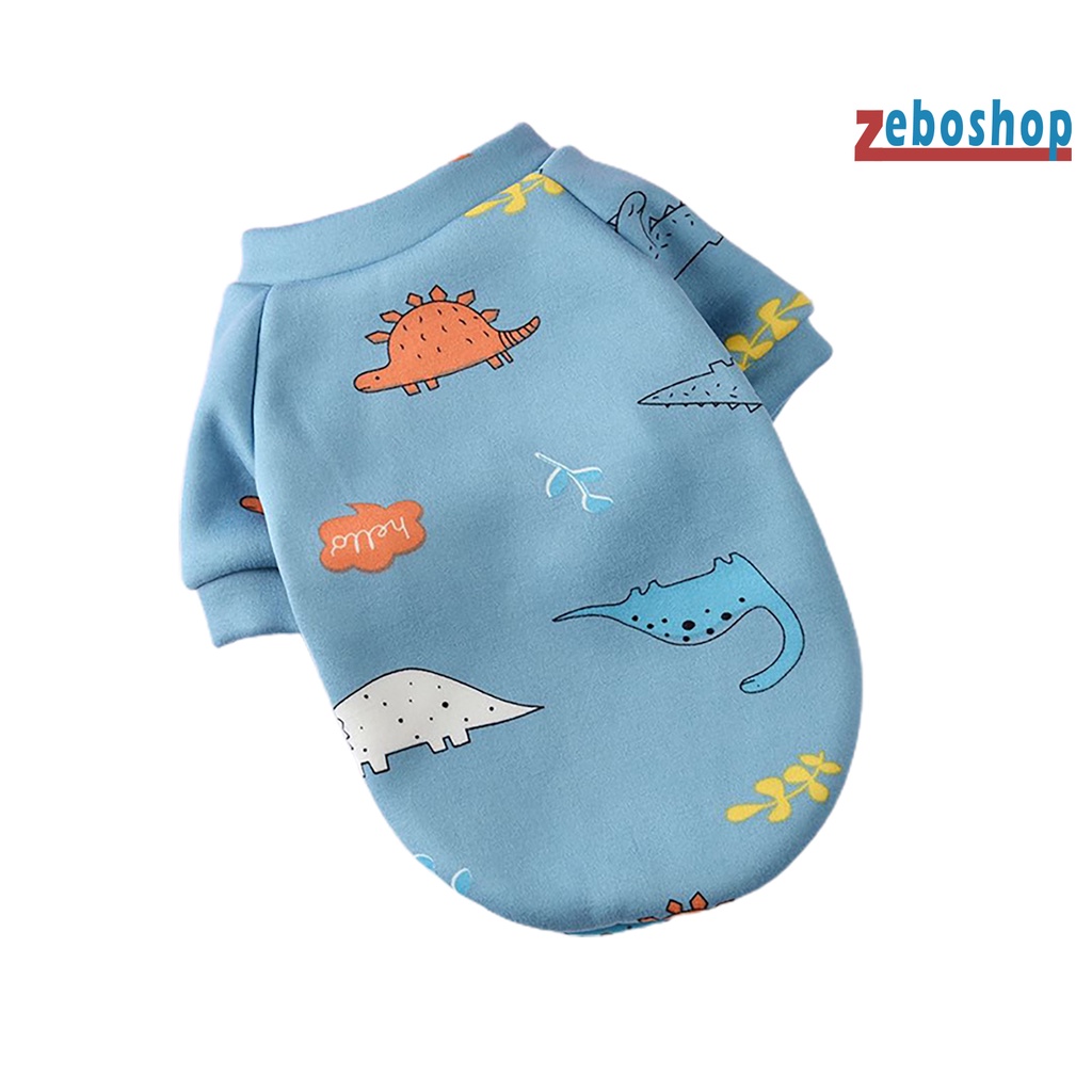 Zeboshop Áo Sweater Cotton Cổ Tròn In Họa Tiết Hoạt Hình Hai Ống Cho Cún Cưng Mặc Hàng Ngày