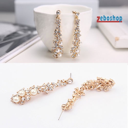 Bông Tai Dáng Dài Đính Ngọc Trai Thời Trang Thanh Lịch Cho Nữ