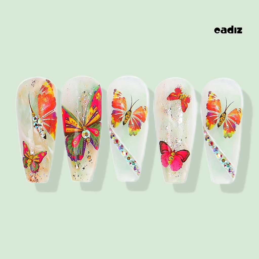 1 Bộ Miếng Dán Trang Trí Móng Tay Hình Bướm Nhiều Màu Sắc Bền Bỉ Tháo Rời Được