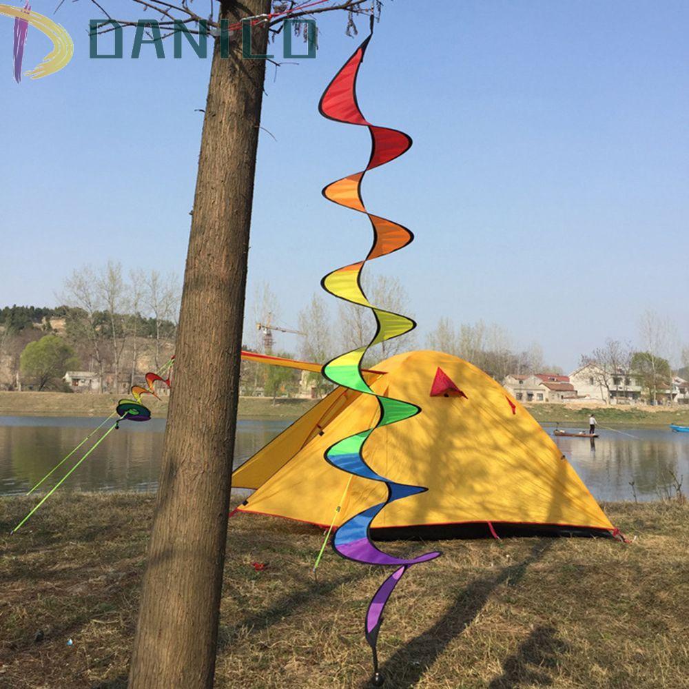 Daniello Chong Chóng Gió Xoắn Ốc Bằng Nylon Màu Cầu Vồng Kích Thước 22X140cm Trang Trí Lều Ngoài Trời