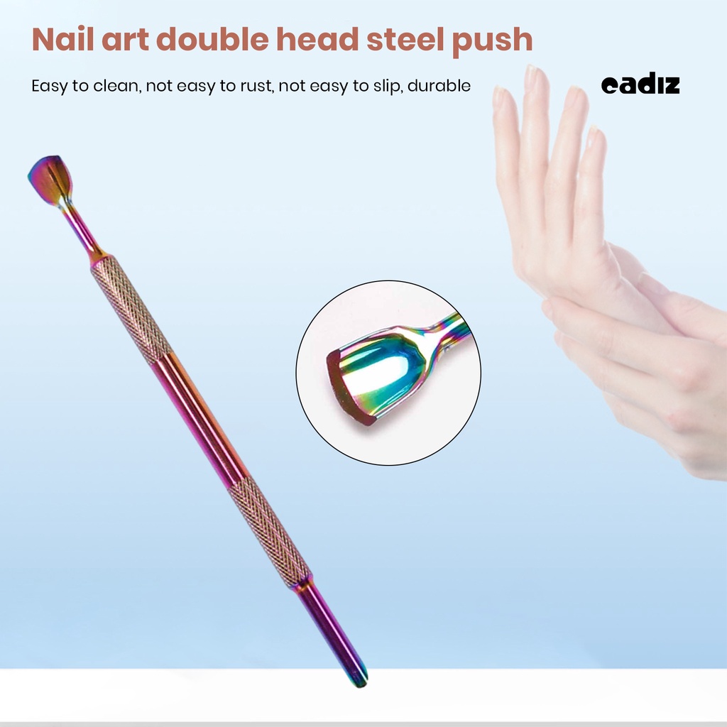 Dụng Cụ Đẩy Biểu Bì Cắt Móng Hai Đầu Hình Tròn / Cong Bằng Thép Không Gỉ Dùng Chăm Sóc Móng Tay