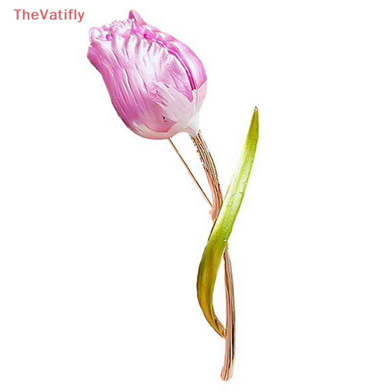 [Thevalifly] Ghim Cài Áo Hình Hoa Tulip Tráng Men Thanh Lịch Cá Tính Dành Cho Nữ Văn Phòng Bán Chạy