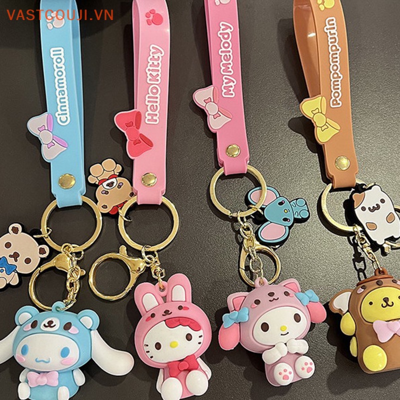 SANRIO Móc Chìa Khóa Hình Nhân Vật Hoạt Hình Hello Kitty My Melody Kuromi Dễ Thương Sáng Tạo