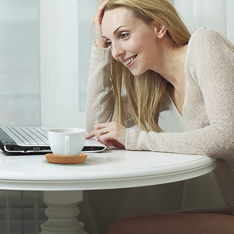 Đế Lót Ly Hình Tròn Bằng Nút Bần Hút Nước 4 Inch