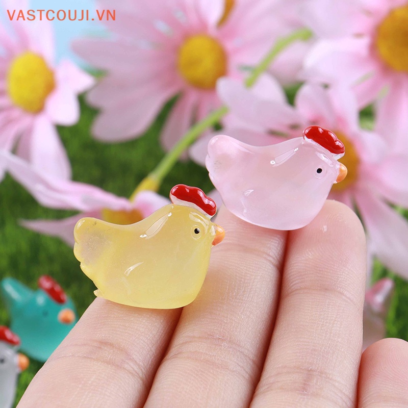 Bộ 5 Phụ Kiện Trang Trí Điện Thoại Hình Gà Bằng Nhựa Resin Màu Dạ Quang DIY
