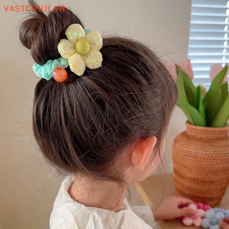 1 Dây Cột Tóc Đính Hoa Kim Sa Lấp Lánh Dễ Thương Cho Bé Gái