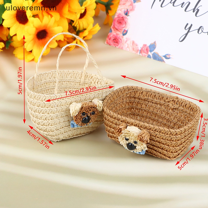 Giỏ Đan Mini Đựng Đồ Đa Năng Cho Nhà Búp Bê Tỷ Lệ 1 / 12